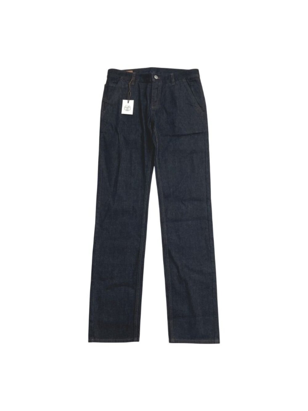 Hermes Denim Pants Jeans Sellier Button Fly Leather Patch Indigo 42